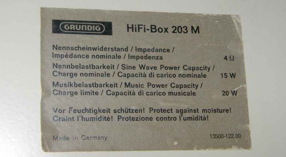 Grundig Box 203M - Potenza